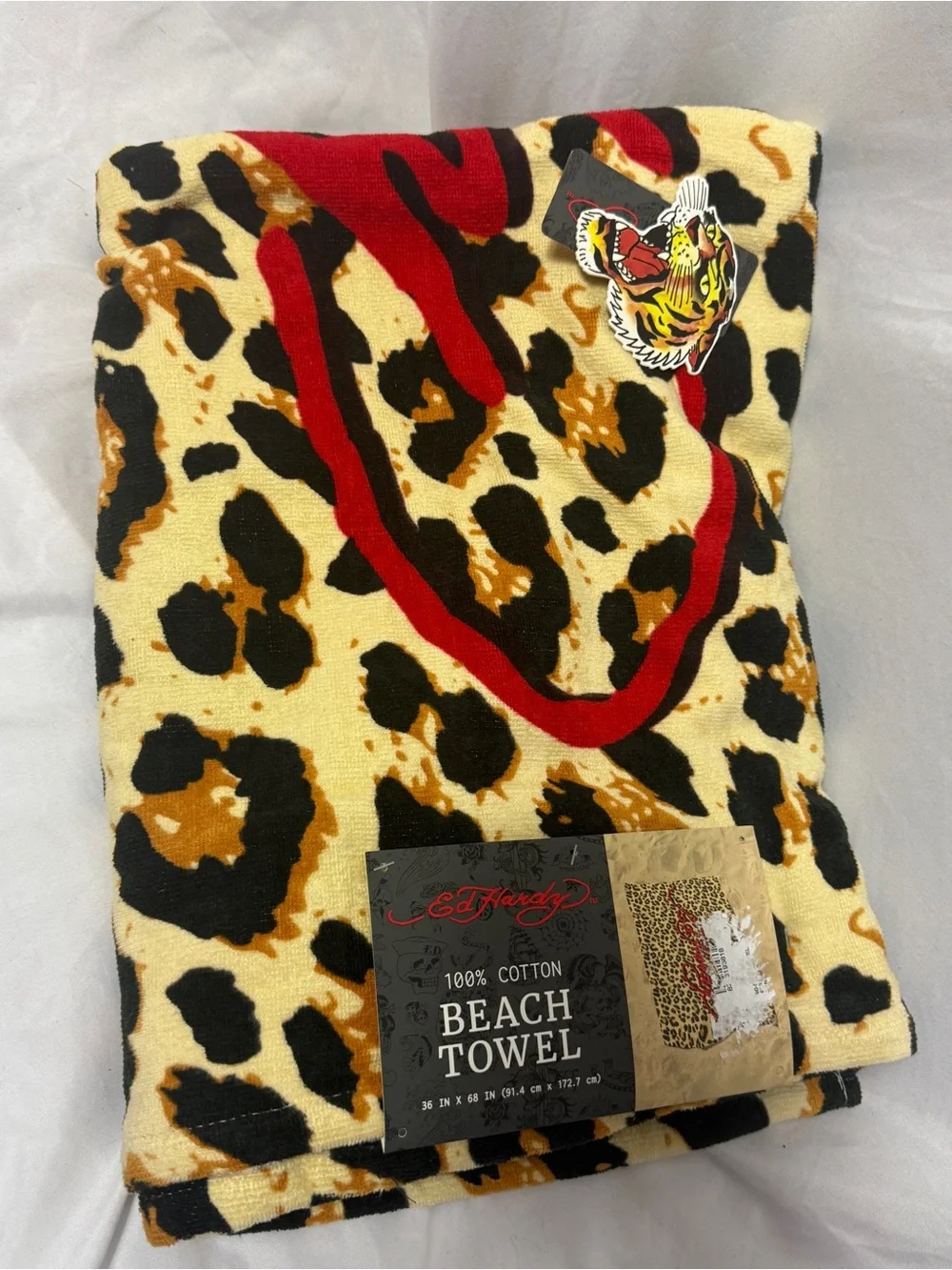 Ed Hardy Snow Leopard Print Faux Fur Throw Blanket Y2k aesthetic